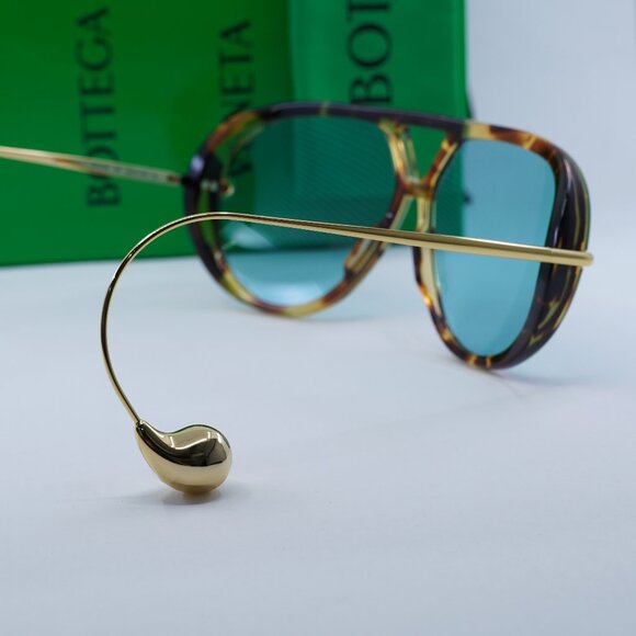 Bottega Veneta BV1273S 007 Geometric Sunglasses - Havana Gold/Light Green main image 10